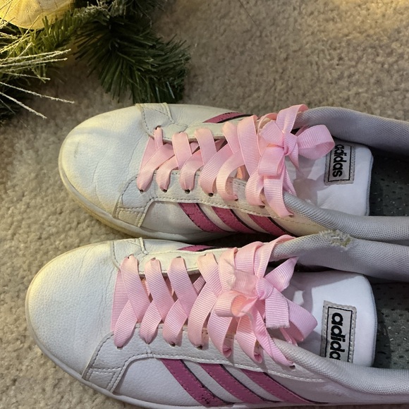 adidas White and Pink Athletic Shoes - Picture 3 of 8
